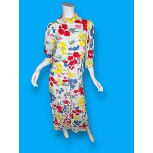 NEW RIXO Target White Multi-Floral Mock-Neck Cascade Ruffle Maxi Dress Sz 6 NWT